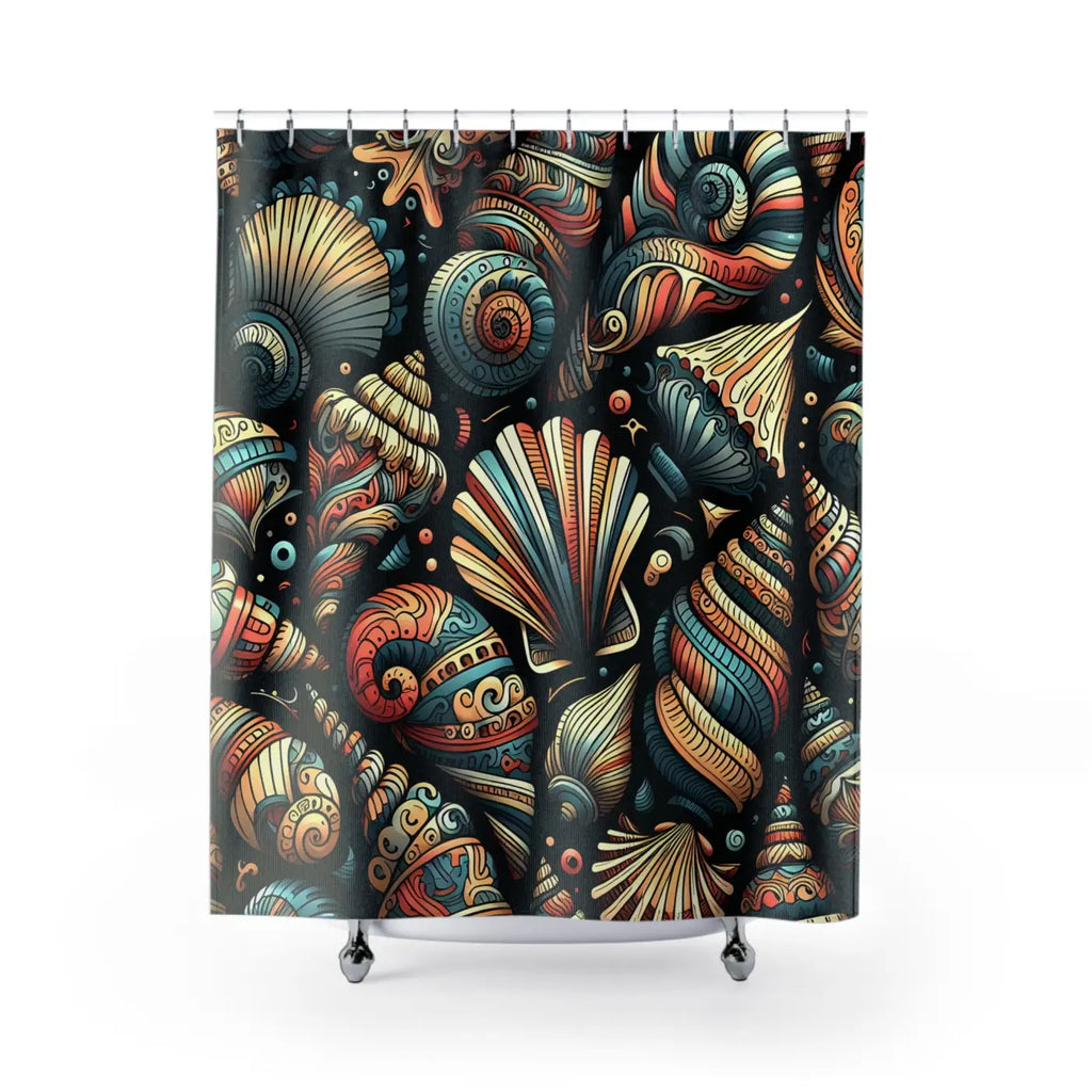 Vibrant Seashell Shower Curtain - Beach Vibes Coastal - DipaliZ