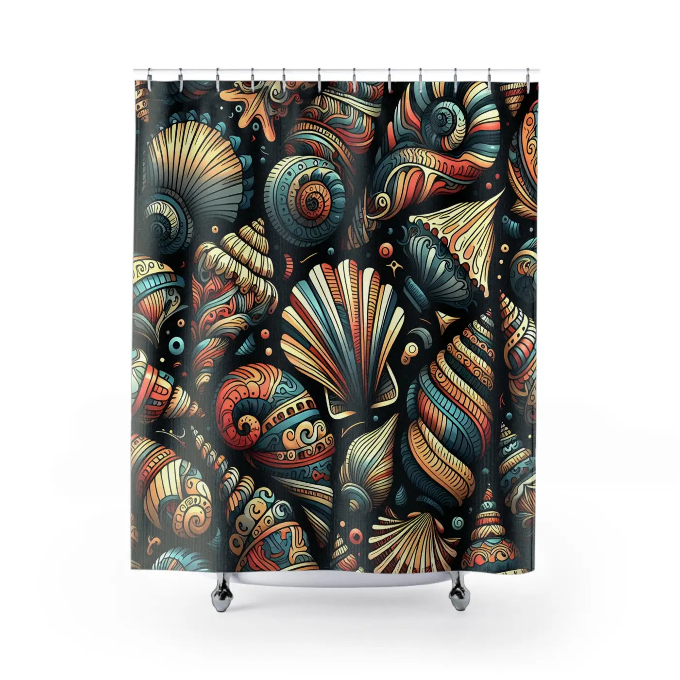 Vibrant Seashell Shower Curtain - Beach Vibes Coastal - DipaliZ