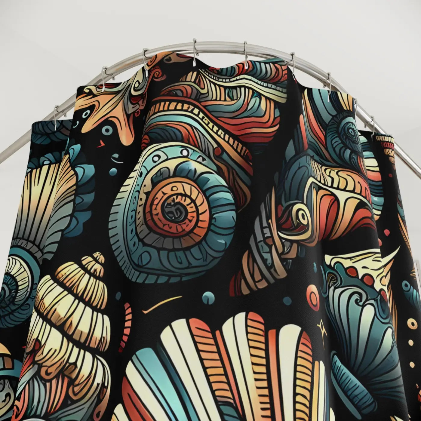 Vibrant Seashell Shower Curtain - Beach Vibes Coastal - DipaliZ