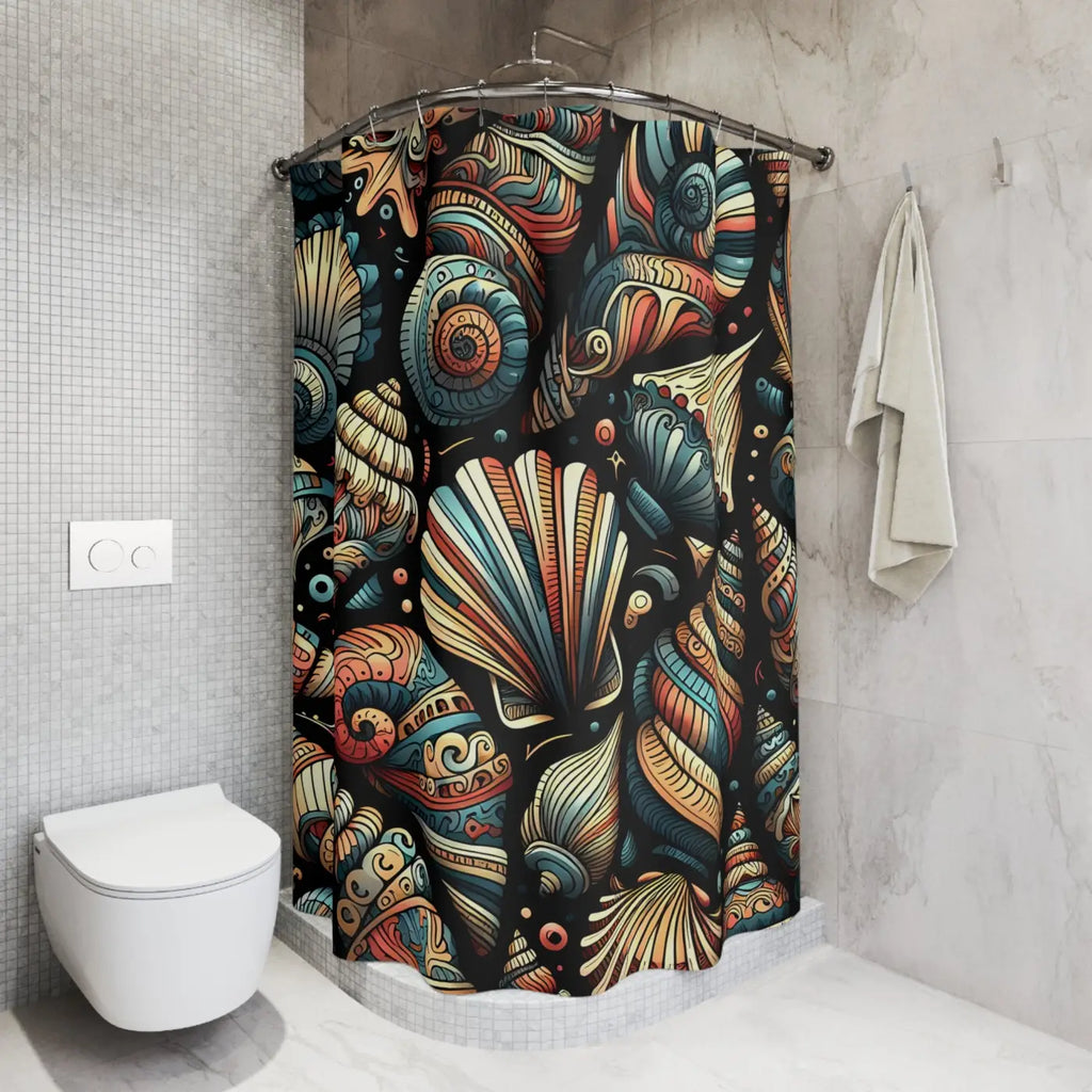 Vibrant Seashell Shower Curtain - Beach Vibes Coastal - DipaliZ