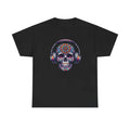 Vibrant Skull With Headphones Cotton Tee - Unisex Heavy - DipaliZ