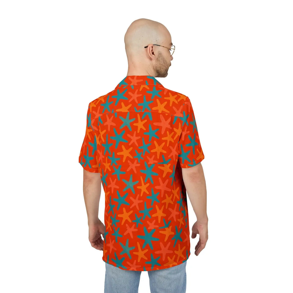 Premium Vibrant Starfish Hawaiian Button-Down Shirt - DipaliZ