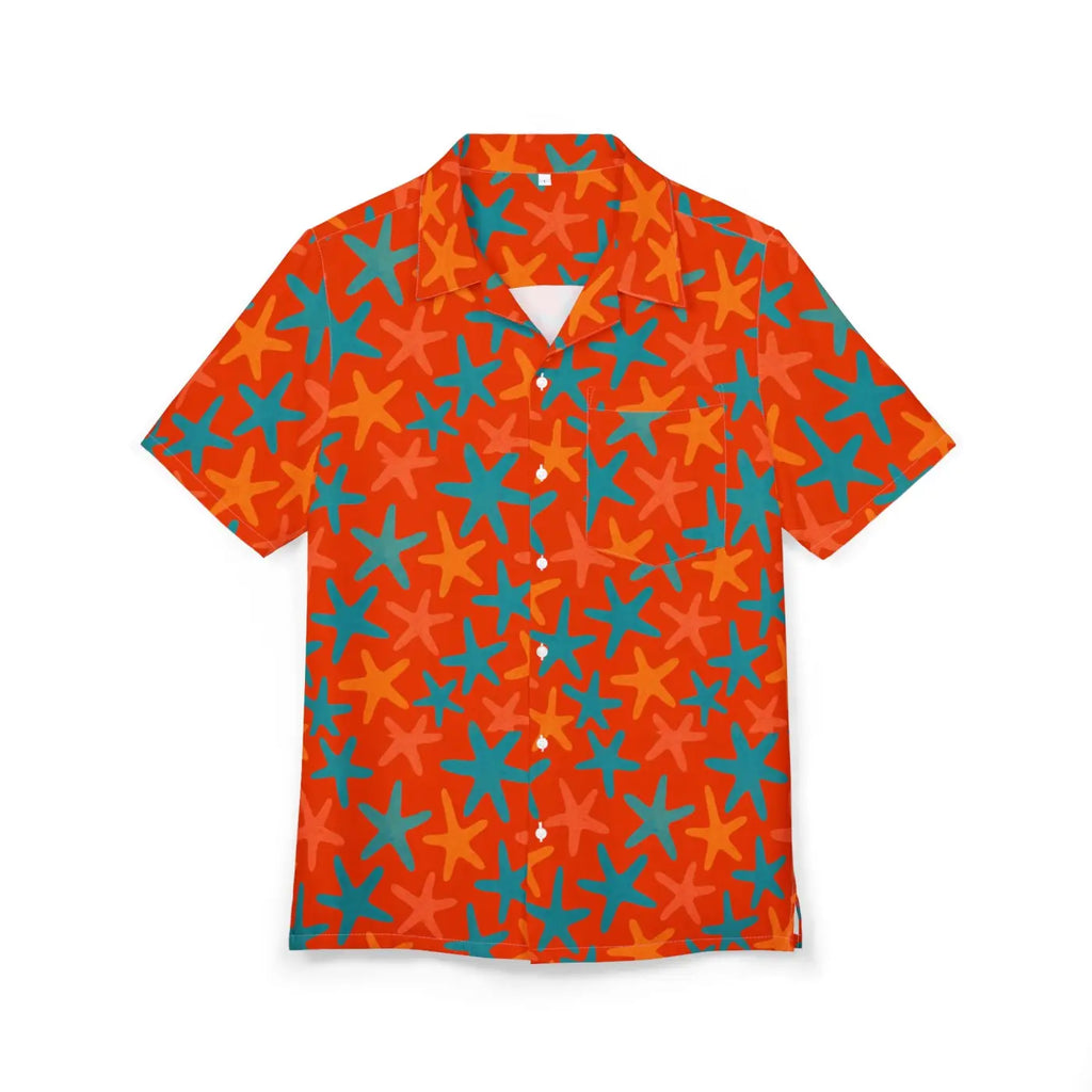 Premium Vibrant Starfish Hawaiian Button-Down Shirt - DipaliZ