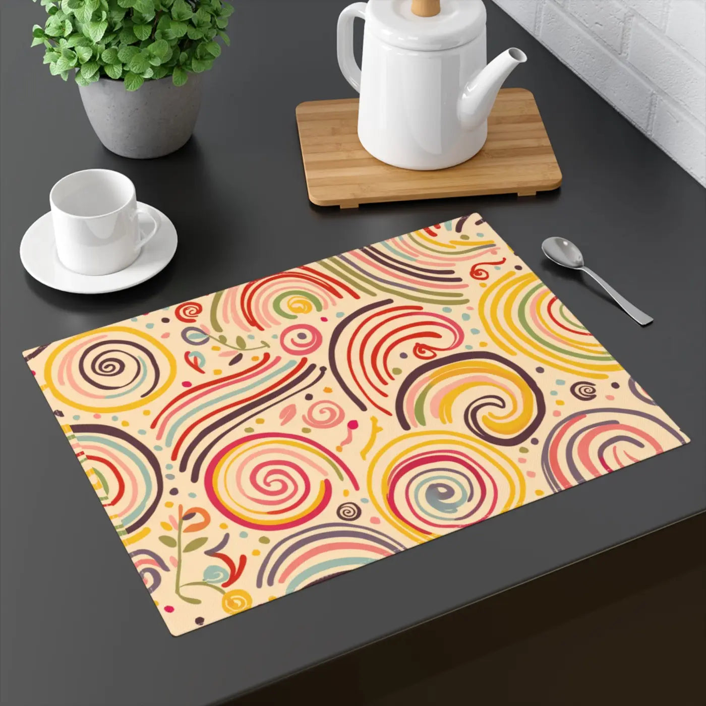 Vibrant Swirl Pattern Placemats - Bold Dining Decor - DipaliZ