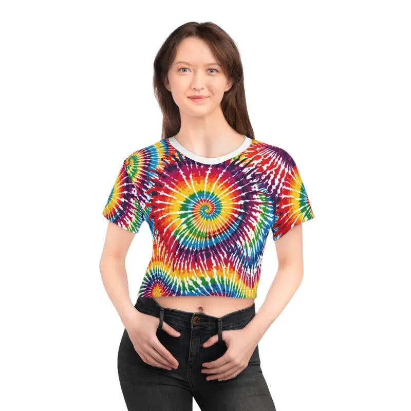 Vibrant Tie Dye Spiral Crop Tee - Bold Fashion Statement - DipaliZ
