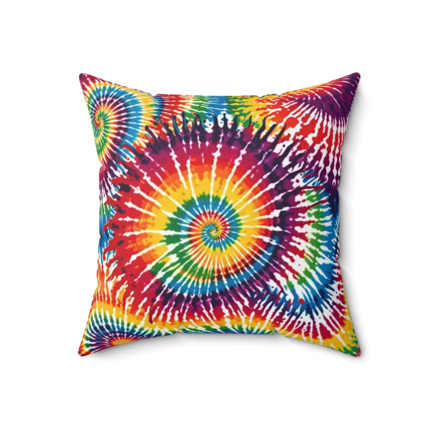 Vibrant Tie Die Spiral Polyester Square Pillow - DipaliZ