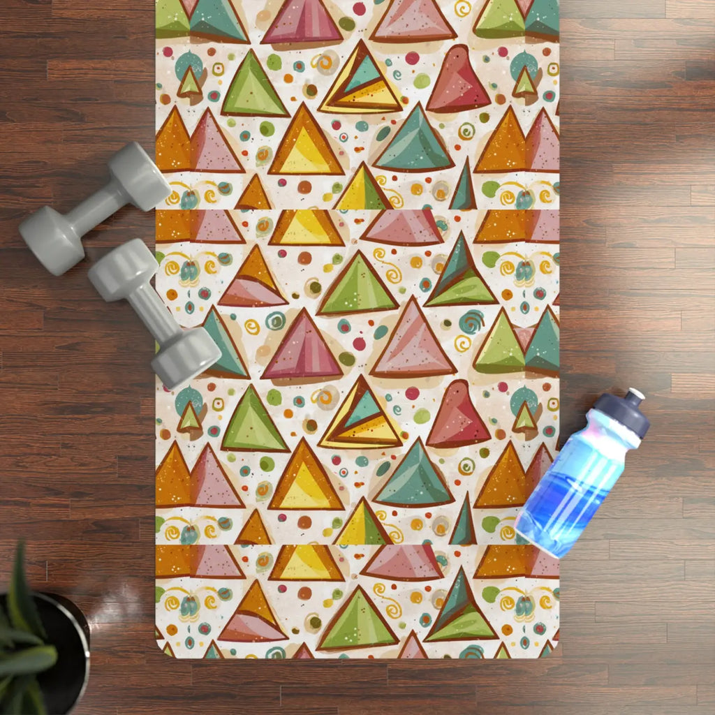 Vibrant Triangles Yoga Mat - Bold Rubber Design - DipaliZ