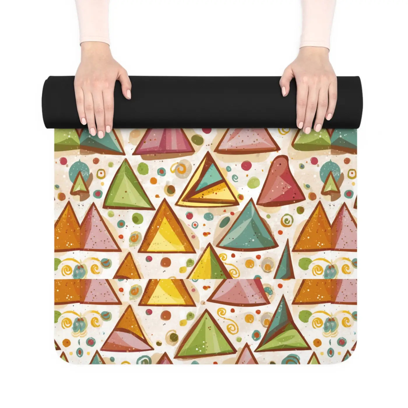 Vibrant Triangles Yoga Mat - Bold Rubber Design - DipaliZ