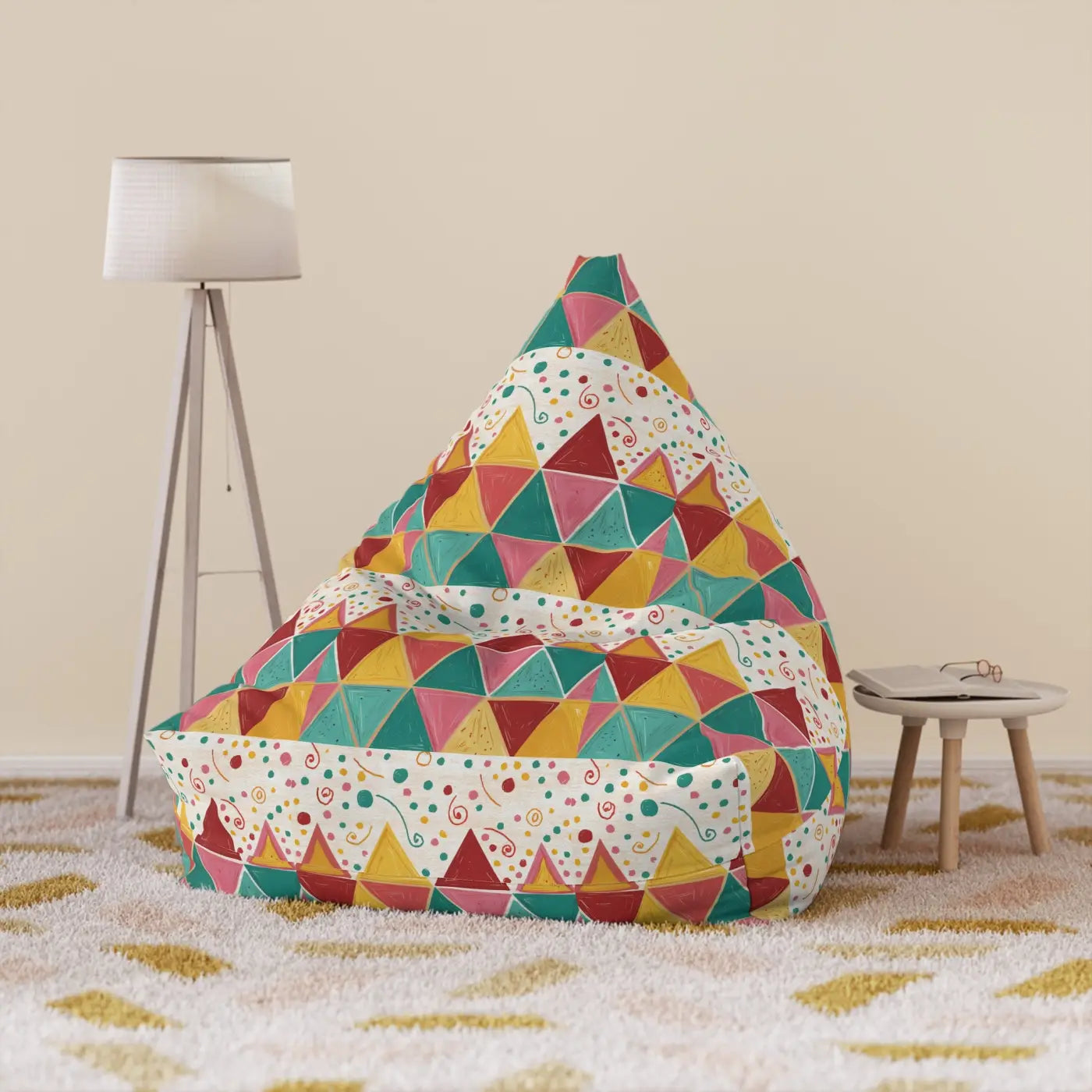 Vibrant Triangular Bean Bag Cover - Ultimate Comfort - DipaliZ