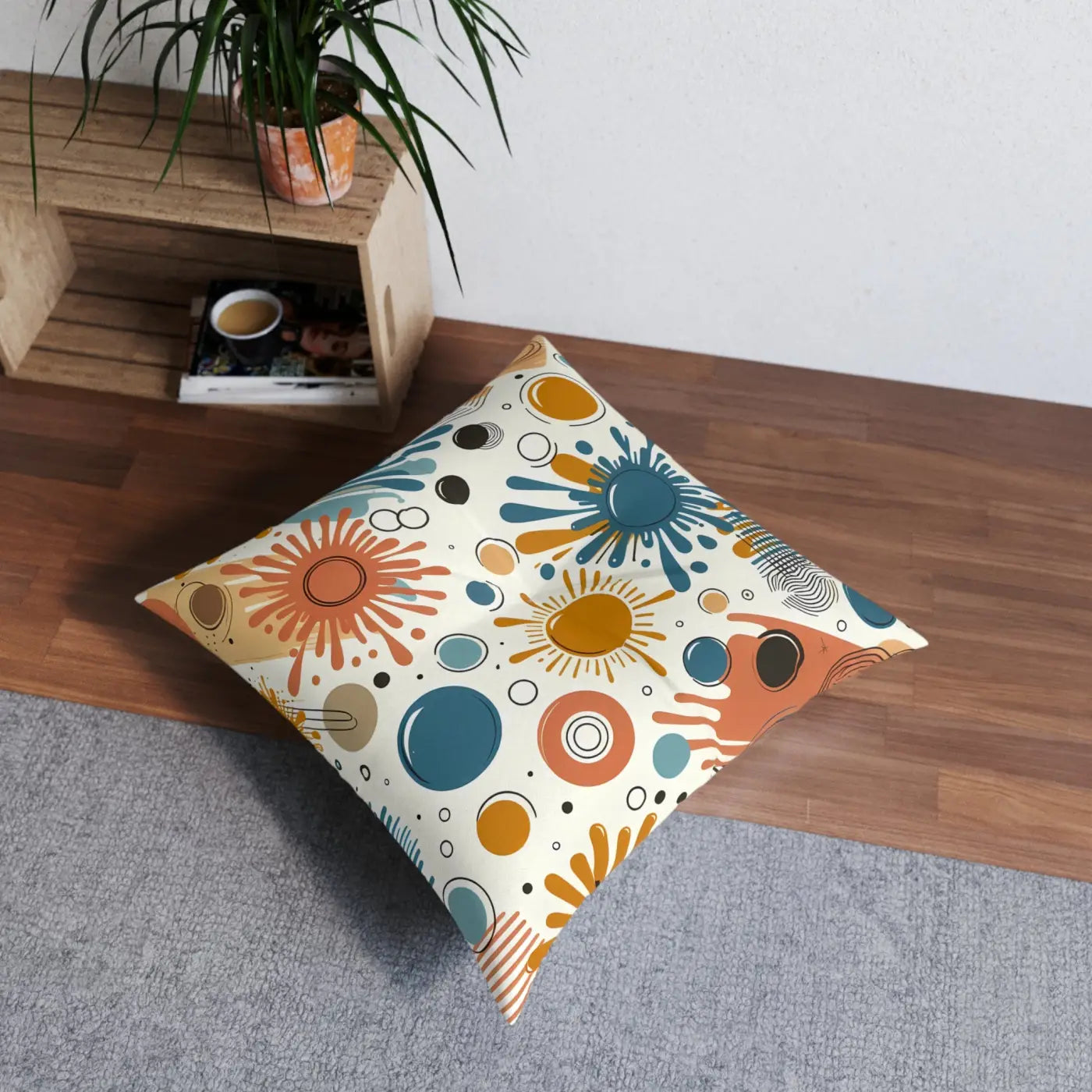 Vibrant Tufted Floor Pillow - Modern Boho Vibe Accent - DipaliZ
