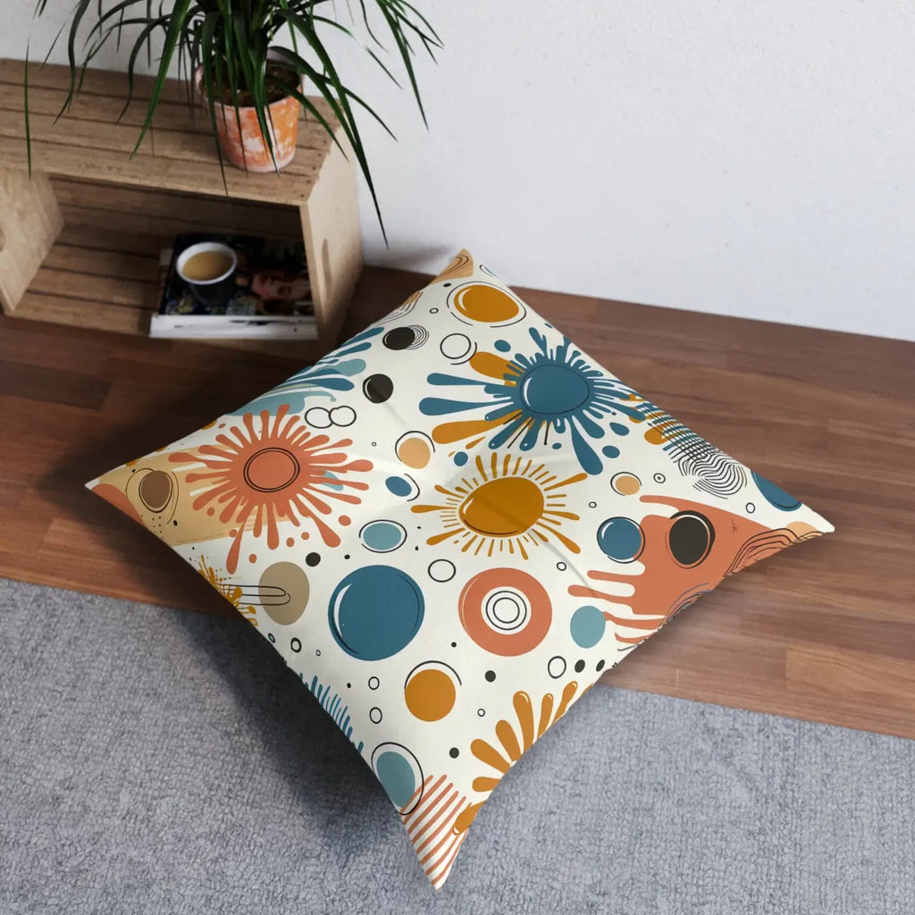 Vibrant Tufted Floor Pillow - Modern Boho Vibe Accent - DipaliZ