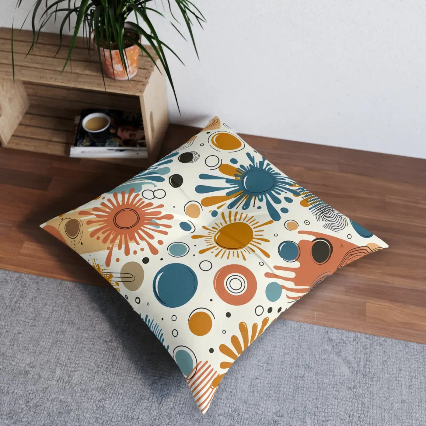 Vibrant Tufted Floor Pillow - Modern Boho Vibe Accent - DipaliZ