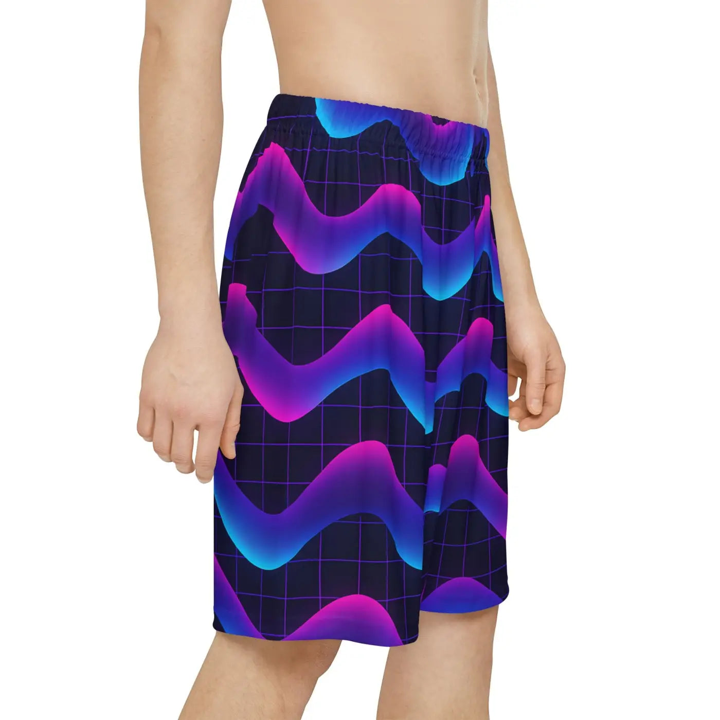 Trendy Athletic Shorts - Premium Vibrant Wave Print - DipaliZ