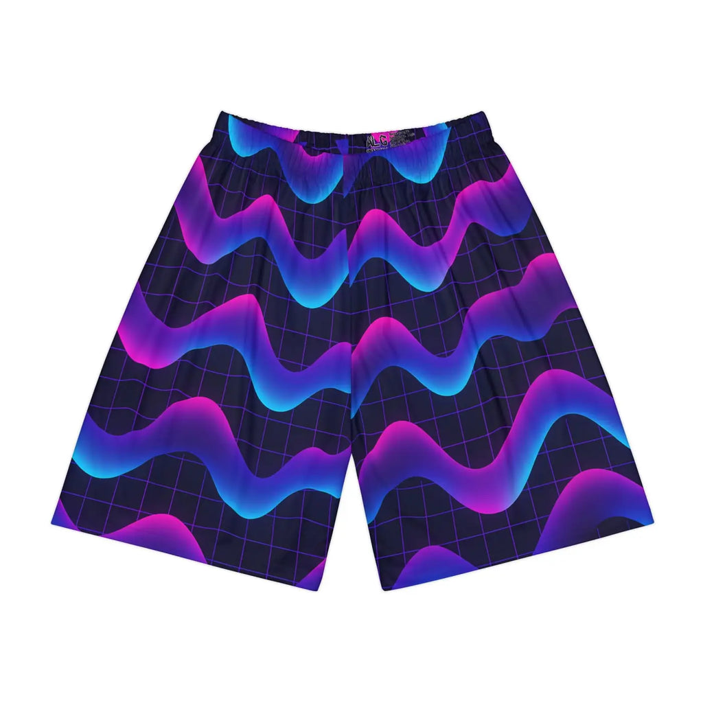 Trendy Athletic Shorts - Premium Vibrant Wave Print - DipaliZ
