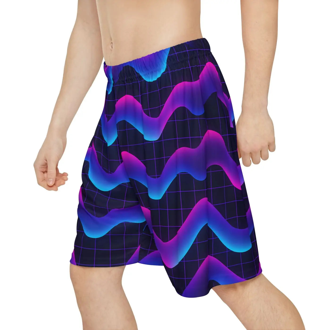 Trendy Athletic Shorts - Premium Vibrant Wave Print - DipaliZ