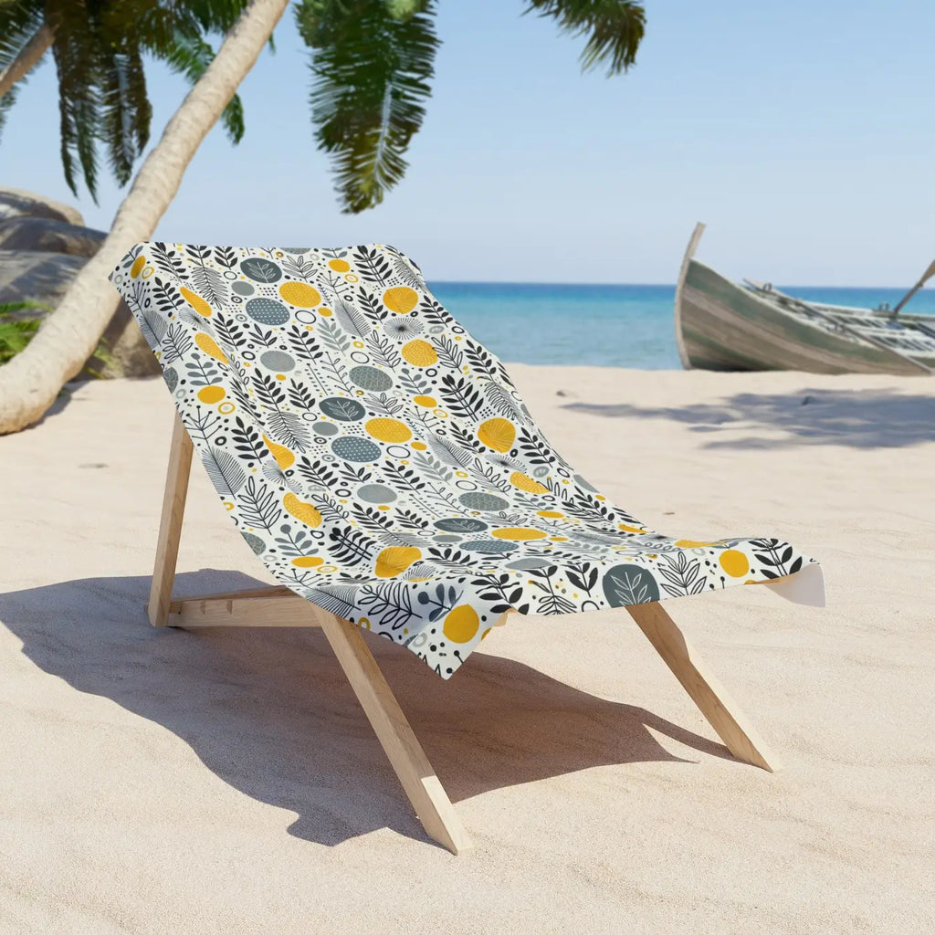 Vibrant Grey Floral Beach Towel - Summer Vibes - DipaliZ