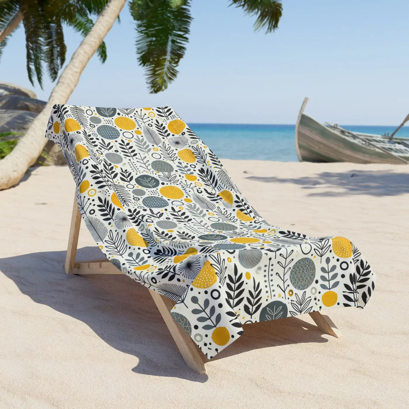 Vibrant Grey Floral Beach Towel - Summer Vibes - DipaliZ