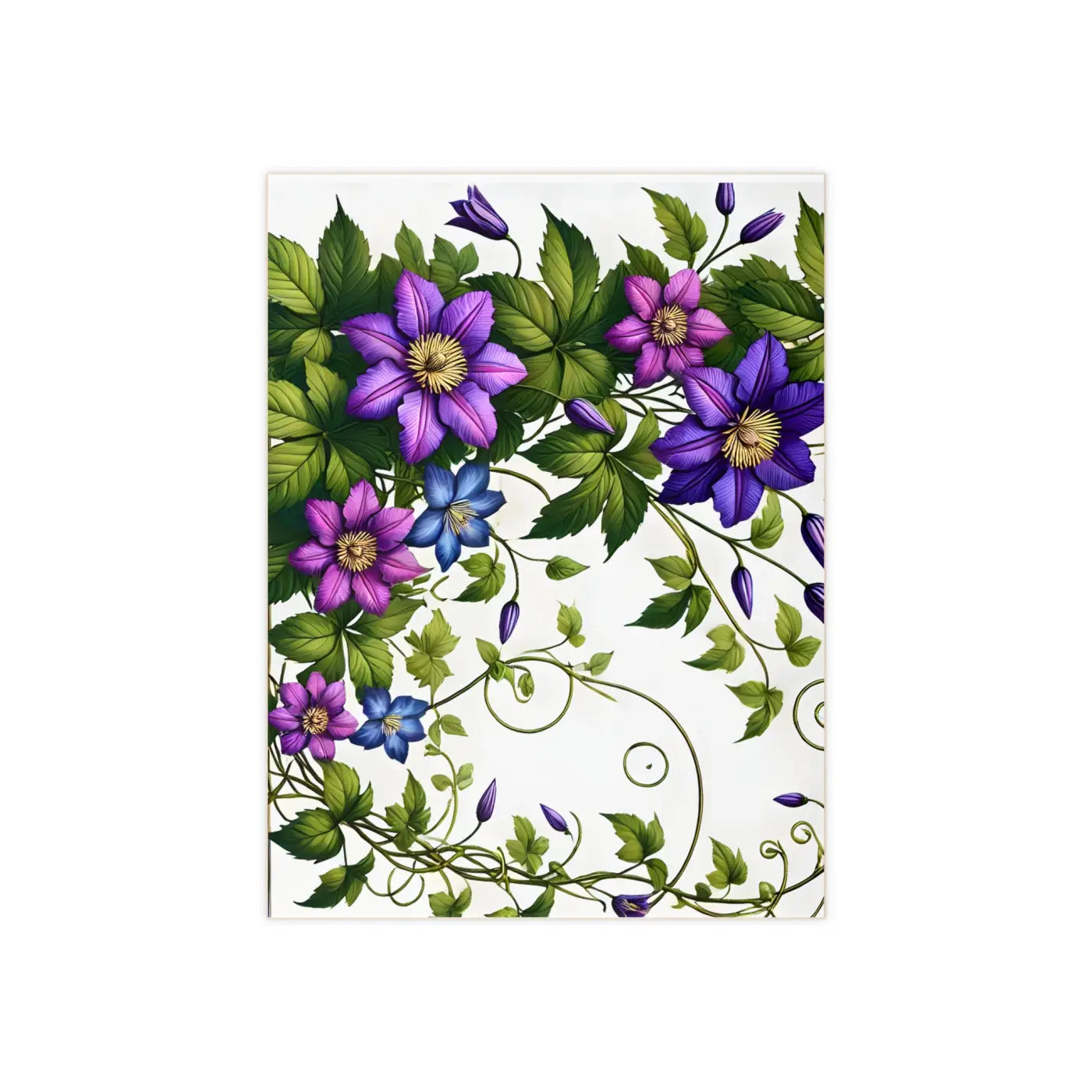 Purple Clematis Flowers Ceramic Photo Tile - Wall Art - DipaliZ