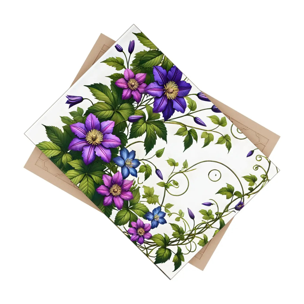 Purple Clematis Flowers Ceramic Photo Tile - Wall Art - DipaliZ