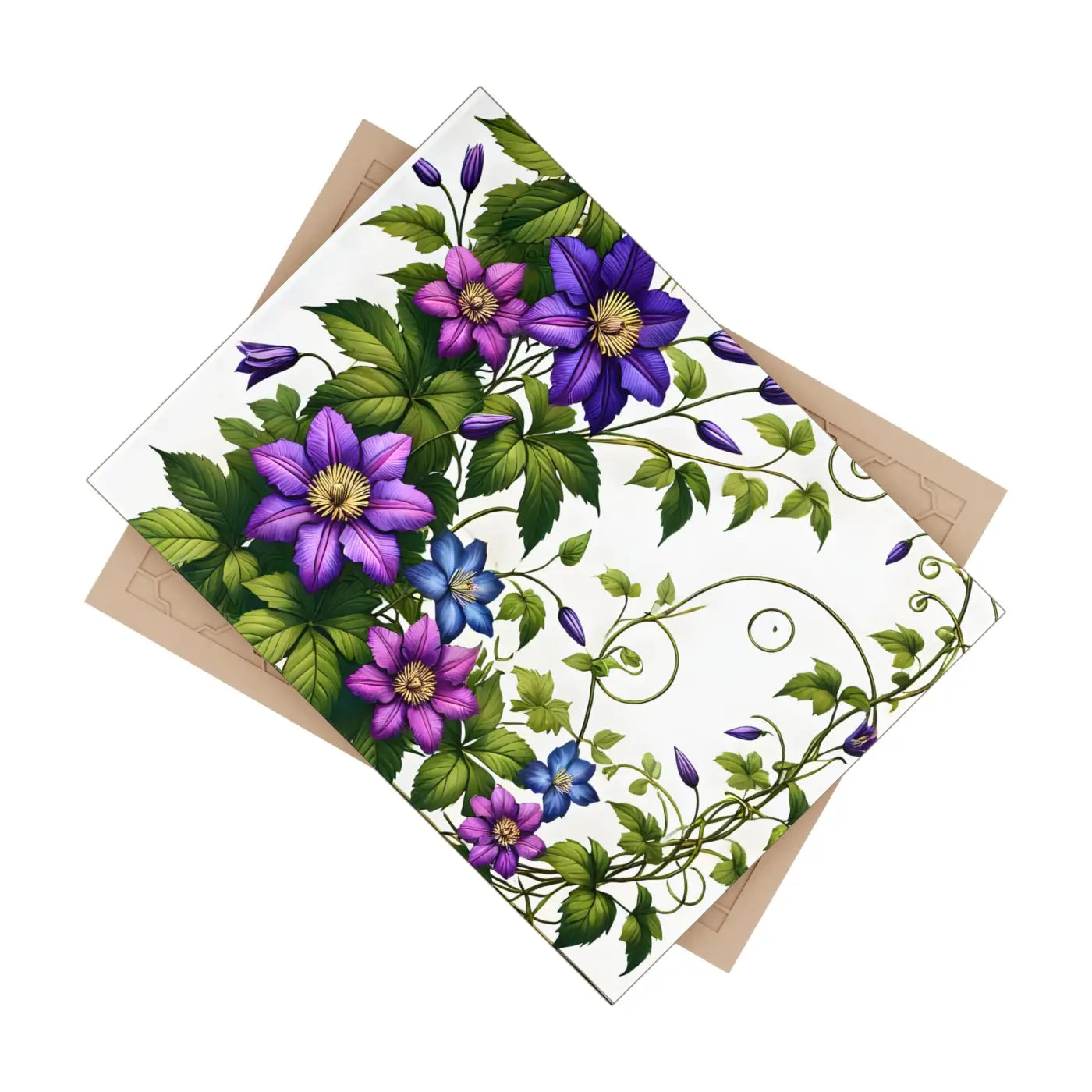 Purple Clematis Flowers Ceramic Photo Tile - Wall Art - DipaliZ