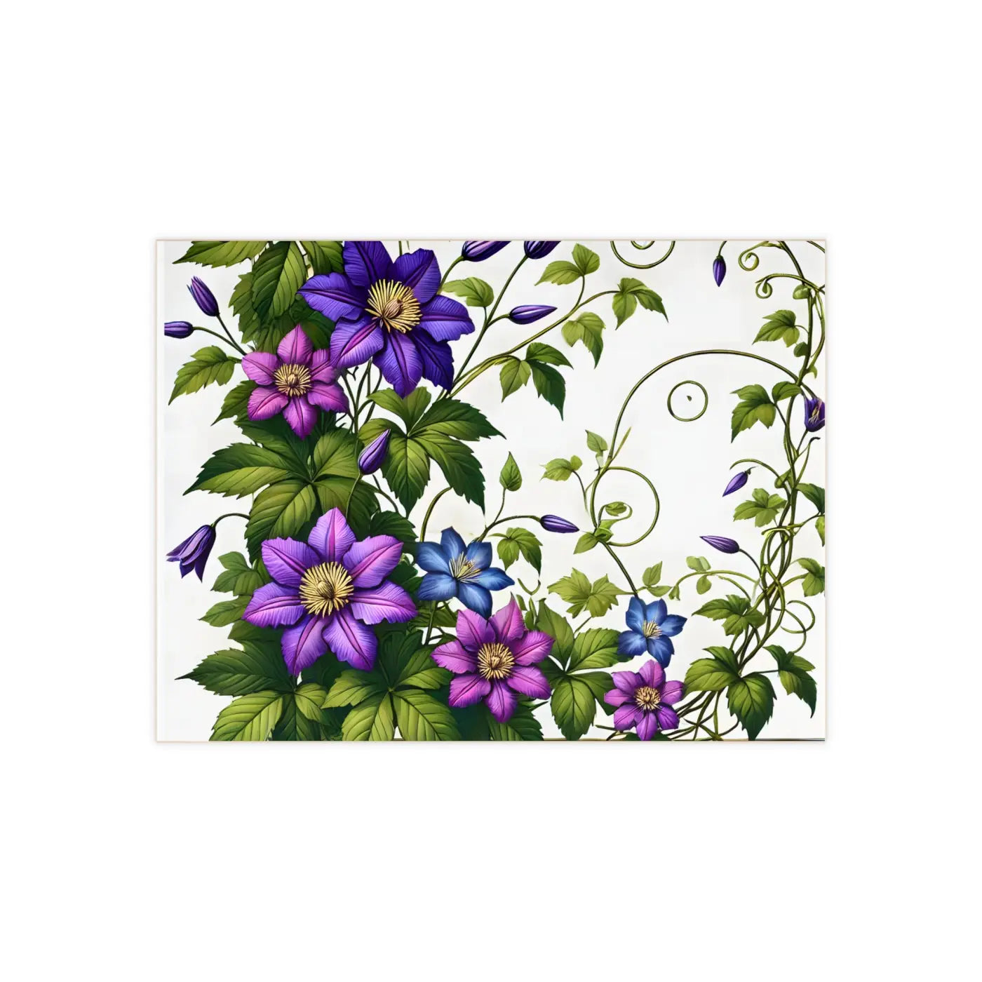 Purple Clematis Flowers Ceramic Photo Tile - Wall Art - DipaliZ