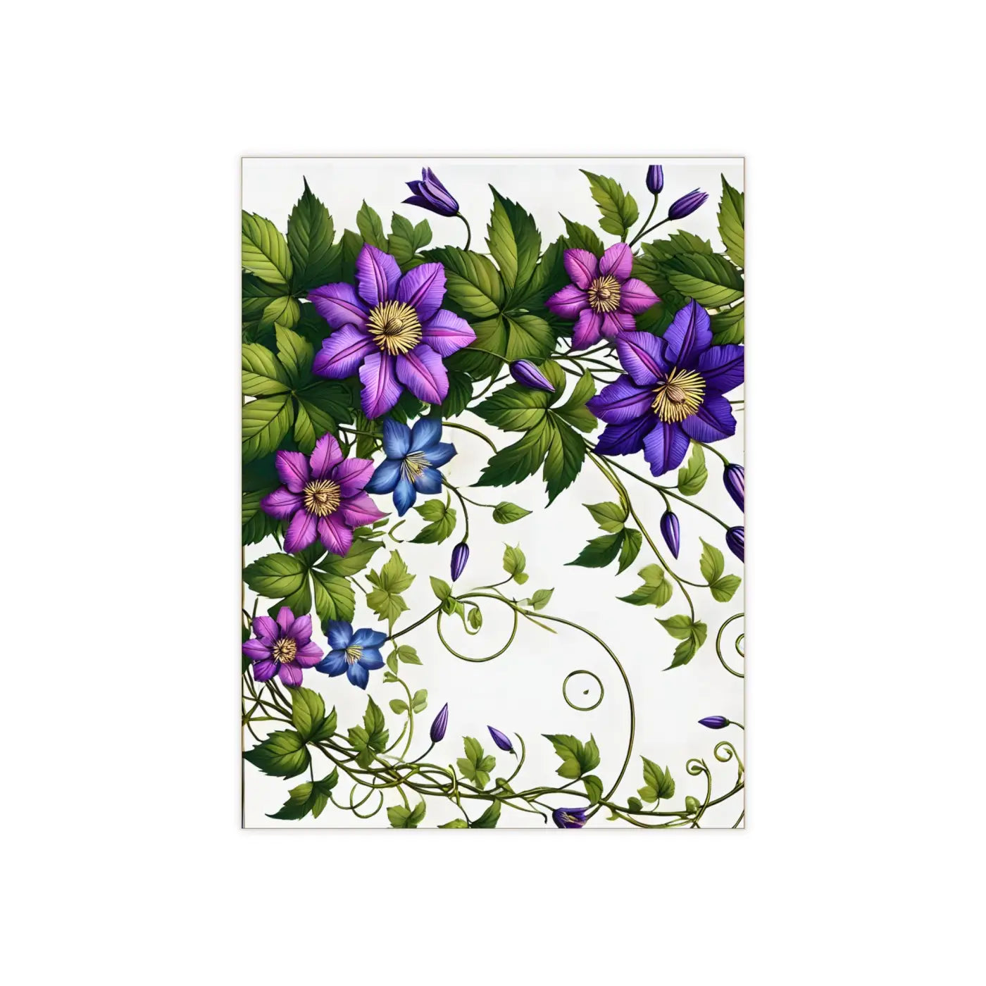 Purple Clematis Flowers Ceramic Photo Tile - Wall Art - DipaliZ
