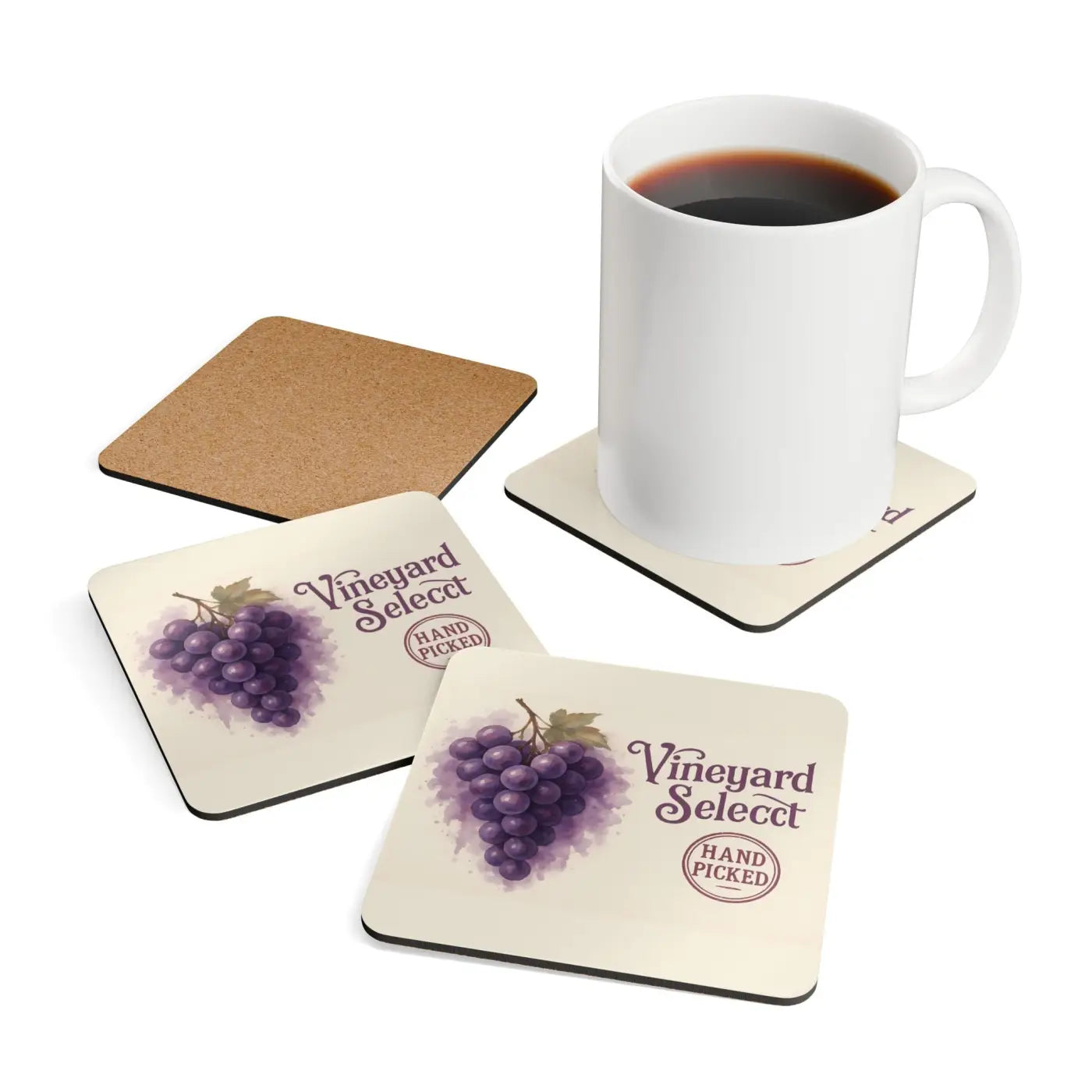 Vineyard Grapes Coaster Set - Wine Lover Gift - DipaliZ