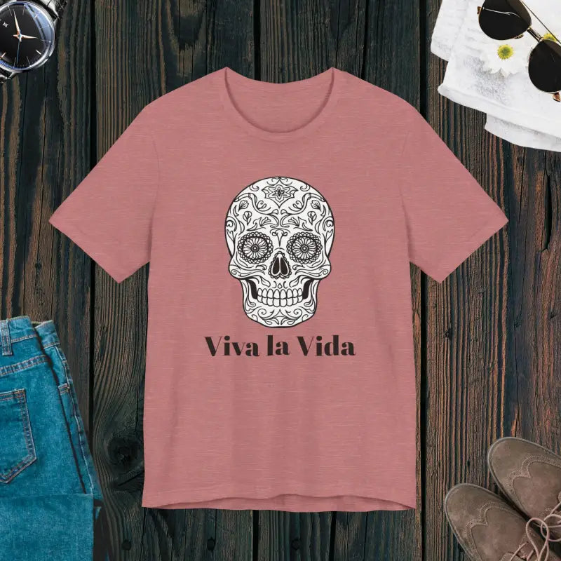 Viva La Vida Unisex Jersey Tee - Sugar Skull Design - DipaliZ