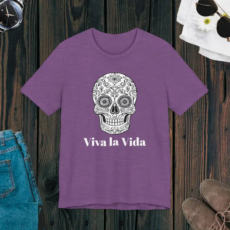 Viva La Vida Unisex Jersey Tee - Sugar Skull Design - DipaliZ