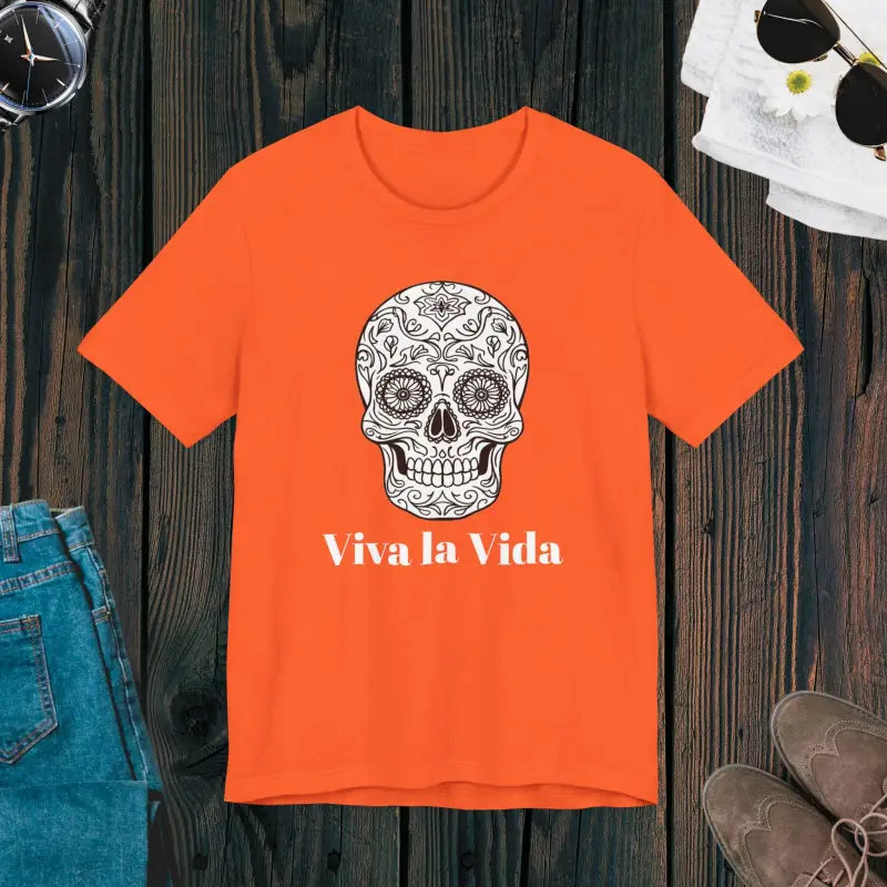 Viva La Vida Unisex Jersey Tee - Sugar Skull Design - DipaliZ