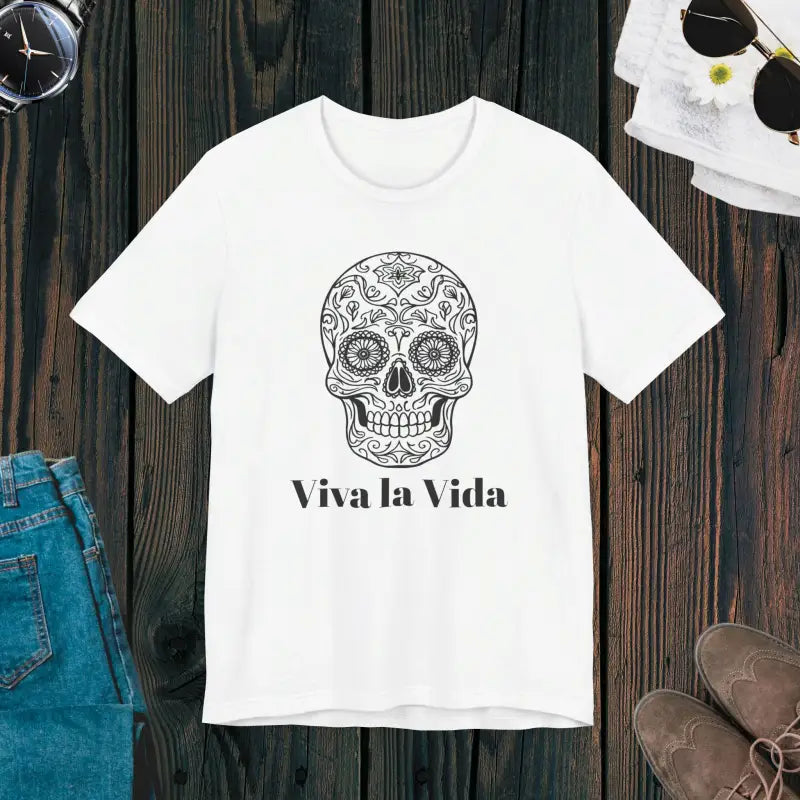 Viva La Vida Unisex Jersey Tee - Sugar Skull Design - DipaliZ