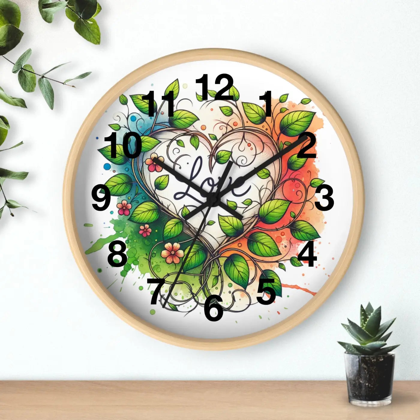 Heart-Shaped Wall Clock - Flower Vines Practical Addition - DipaliZ