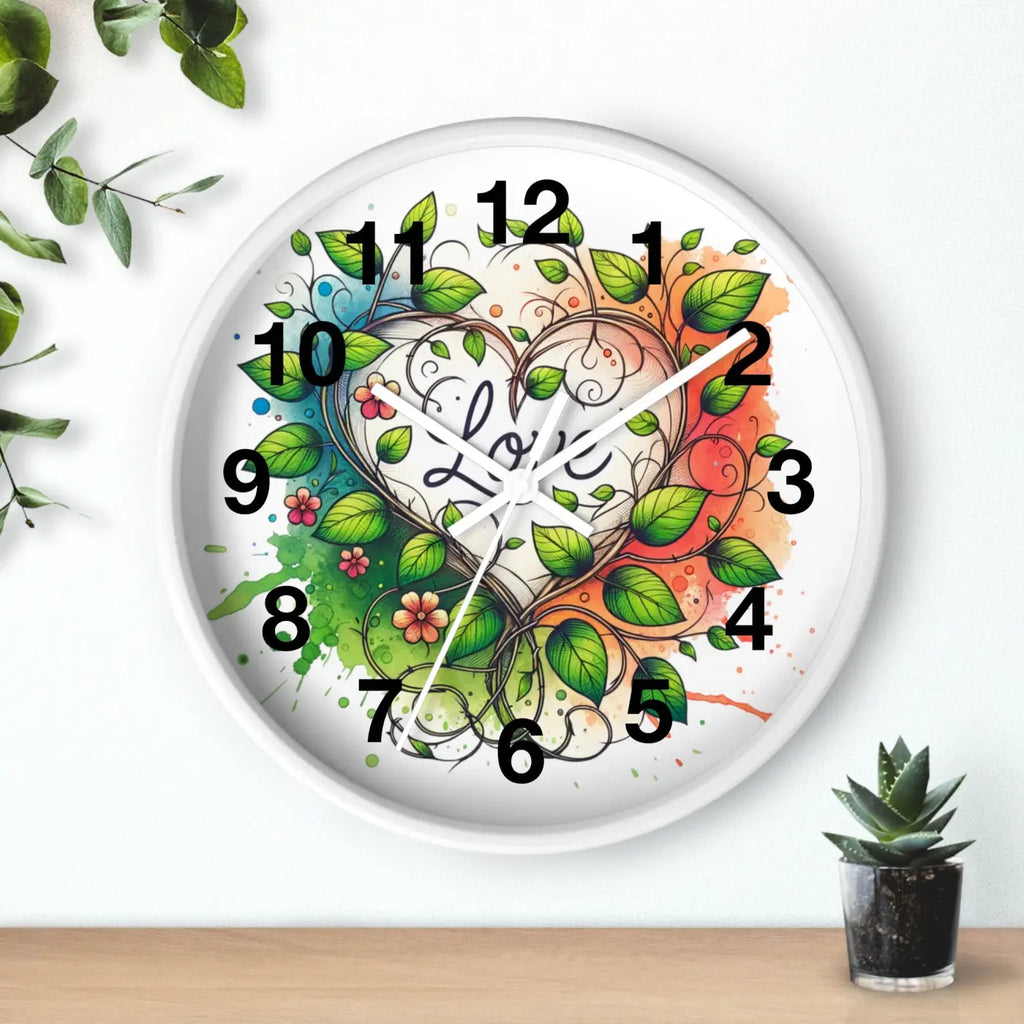 Heart-Shaped Wall Clock - Flower Vines Practical Addition - DipaliZ