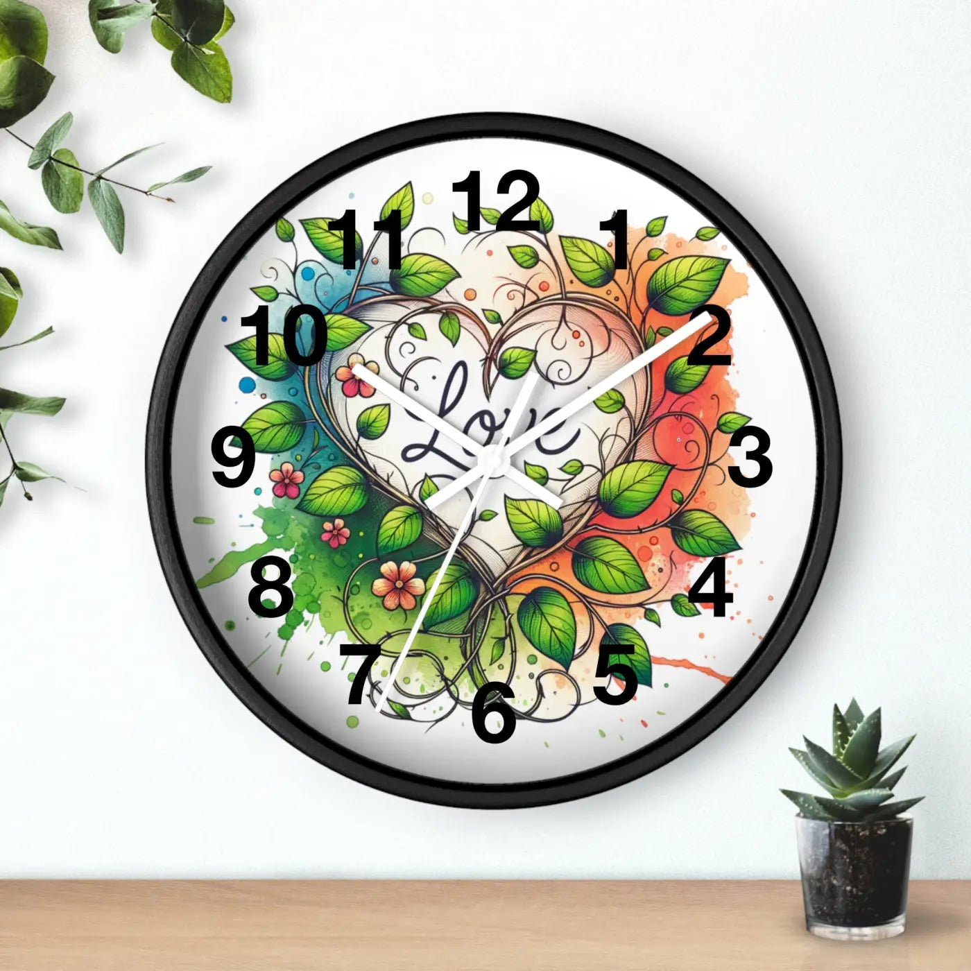 Heart-Shaped Wall Clock - Flower Vines Practical Addition - DipaliZ