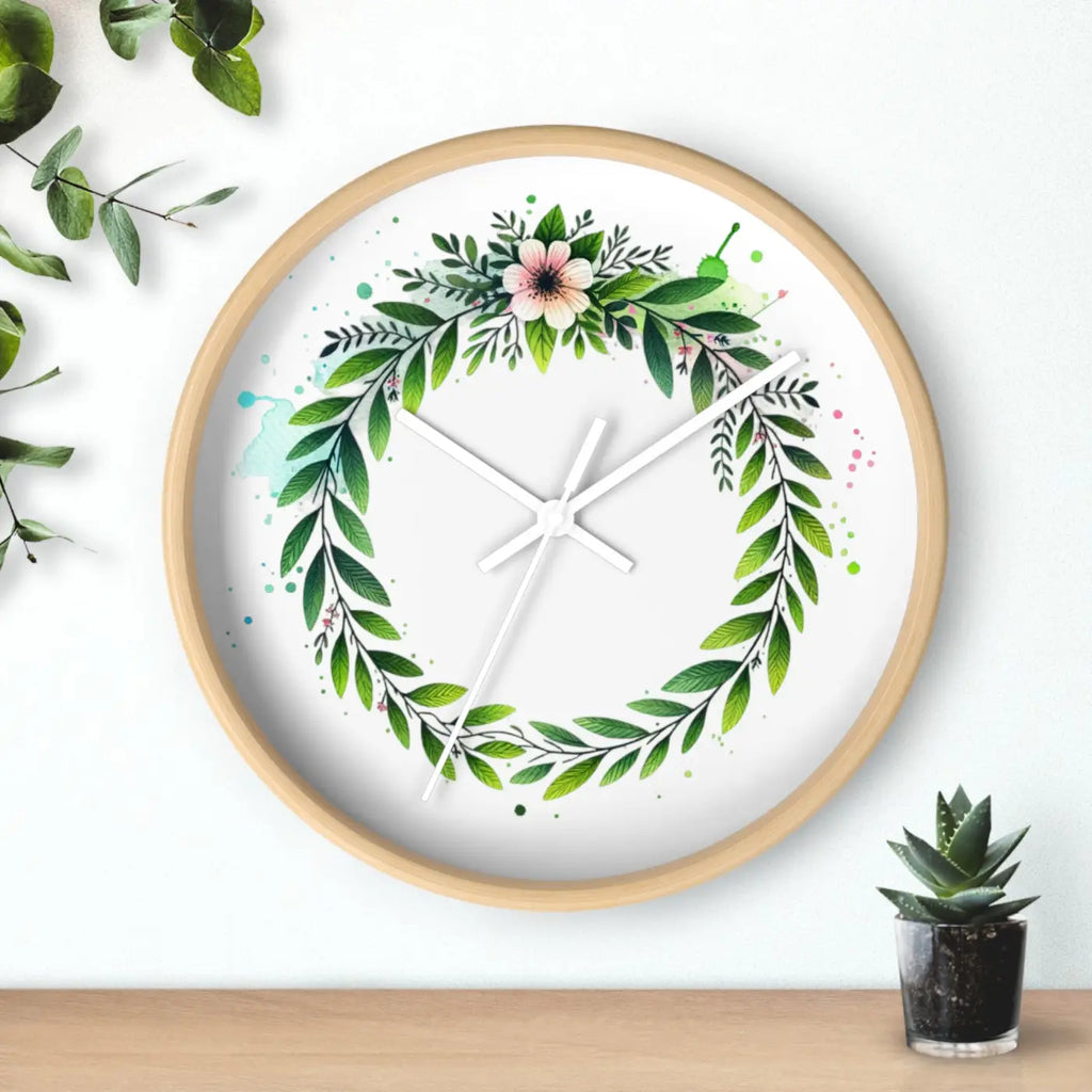 Floral Wreath Wall Clock - Eco-Friendly Home Decor - DipaliZ