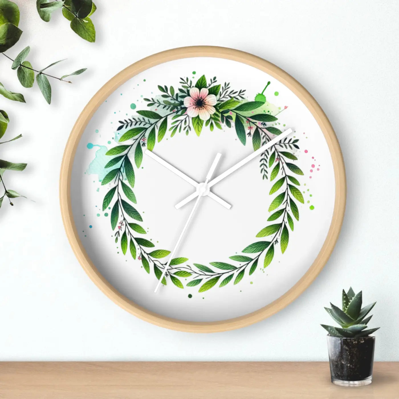 Floral Wreath Wall Clock - Eco-Friendly Home Decor - DipaliZ