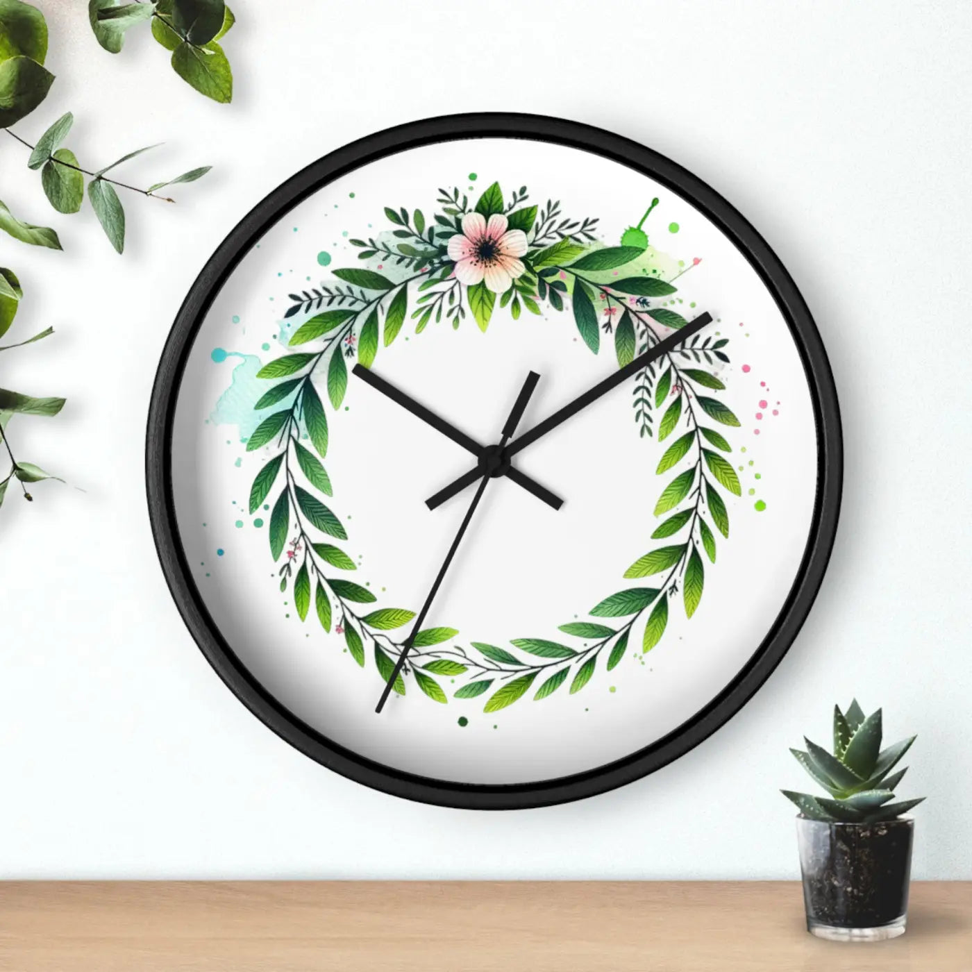 Floral Wreath Wall Clock - Eco-Friendly Home Decor - DipaliZ
