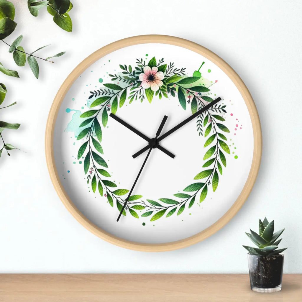 Floral Wreath Wall Clock - Eco-Friendly Home Decor - DipaliZ