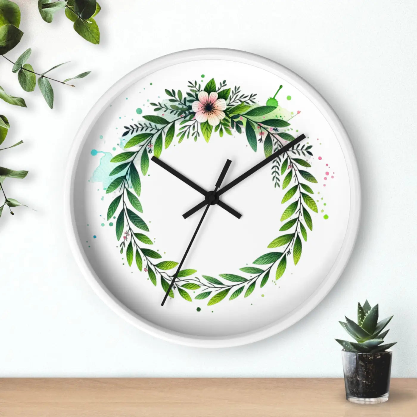 Floral Wreath Wall Clock - Eco-Friendly Home Decor - DipaliZ
