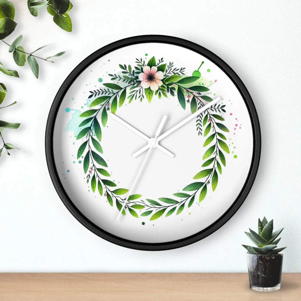 Floral Wreath Wall Clock - Eco-Friendly Home Decor - DipaliZ