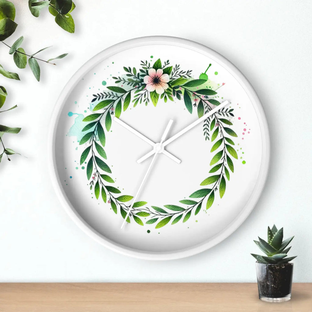Floral Wreath Wall Clock - Eco-Friendly Home Decor - DipaliZ