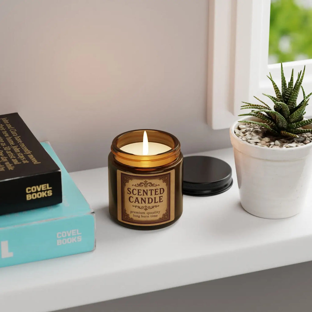Warm Amber Scented Soy Candle - Glass Vessel - DipaliZ