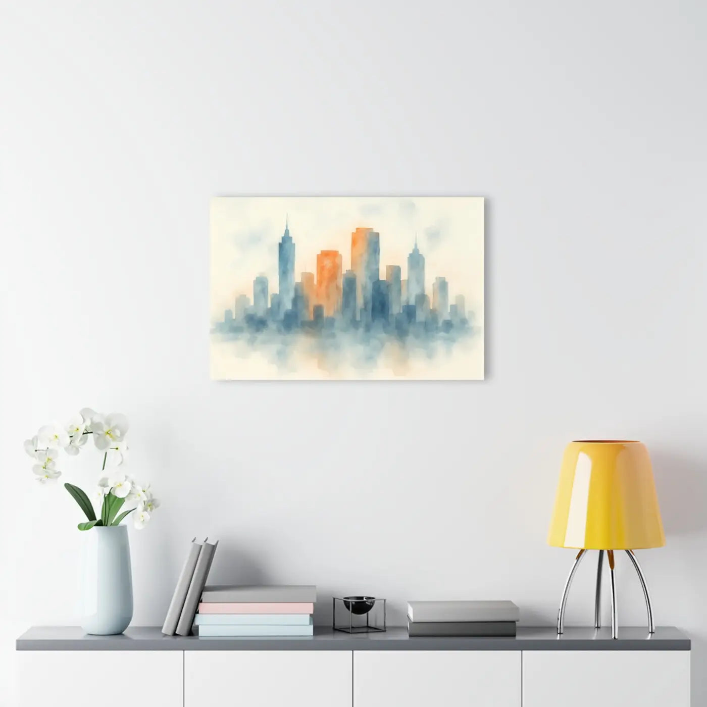 Watercolor Cityscape Gallery Wall Art - French Cleat Backing - DipaliZ