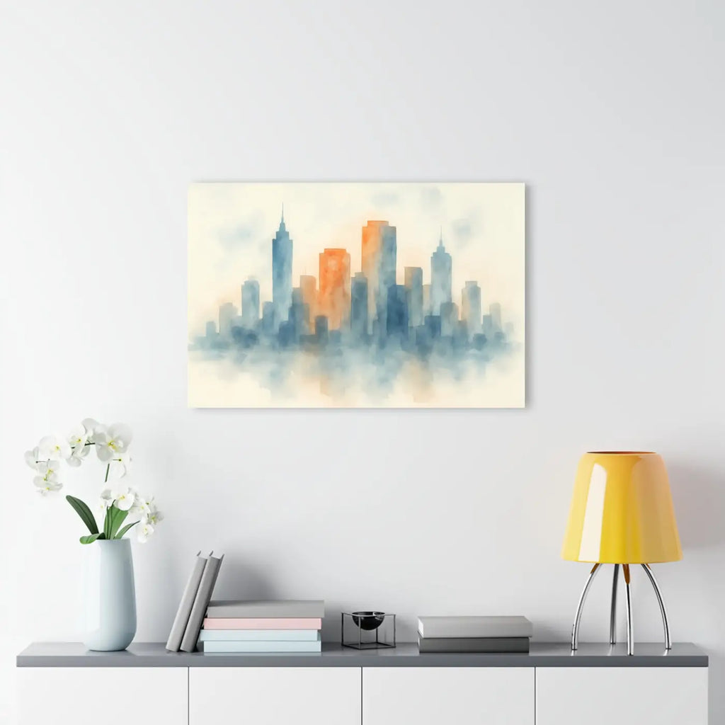 Watercolor Cityscape Gallery Wall Art - French Cleat Backing - DipaliZ