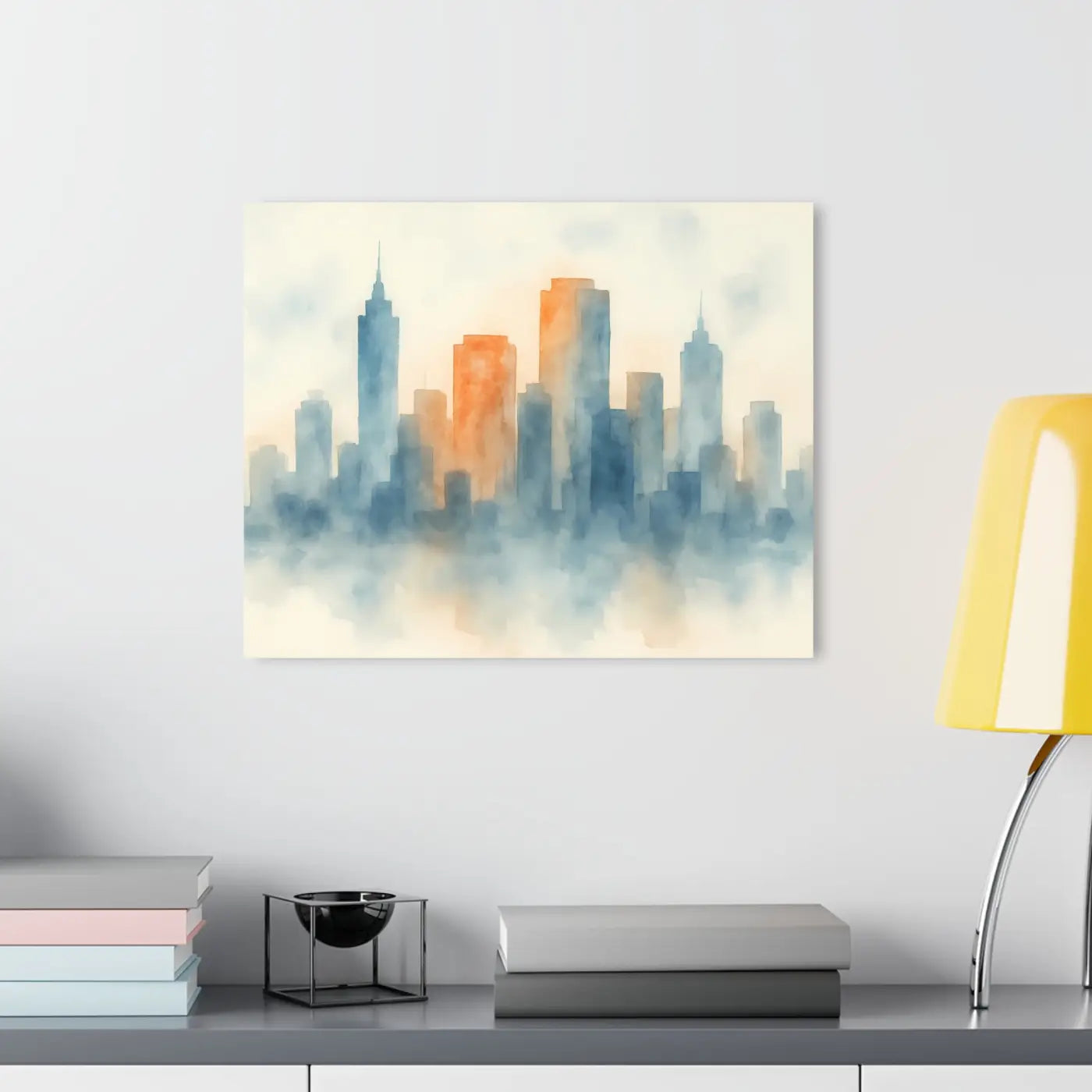 Watercolor Cityscape Gallery Wall Art - French Cleat Backing - DipaliZ