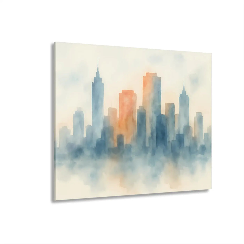 Watercolor Cityscape Gallery Wall Art - French Cleat Backing - DipaliZ