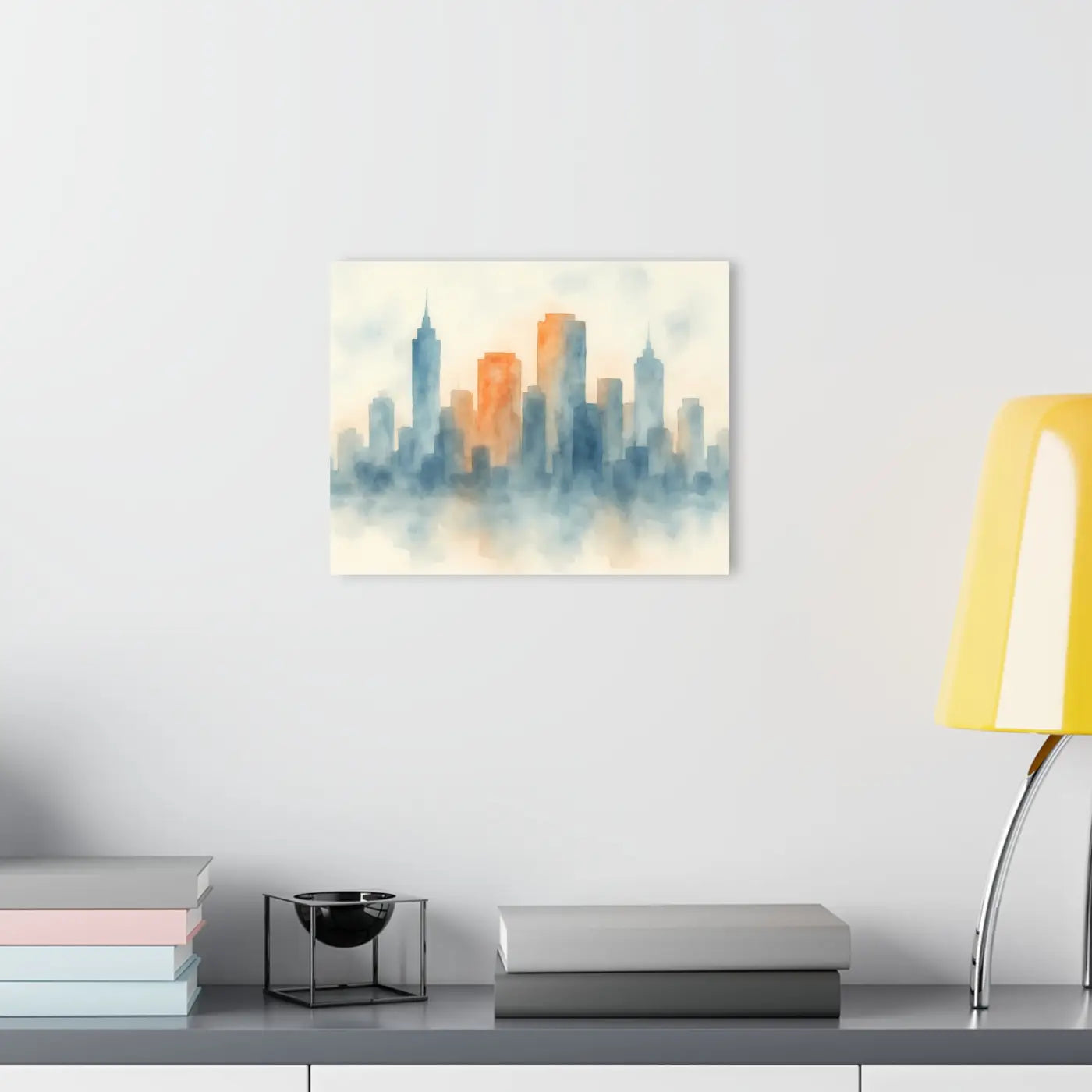 Watercolor Cityscape Gallery Wall Art - French Cleat Backing - DipaliZ