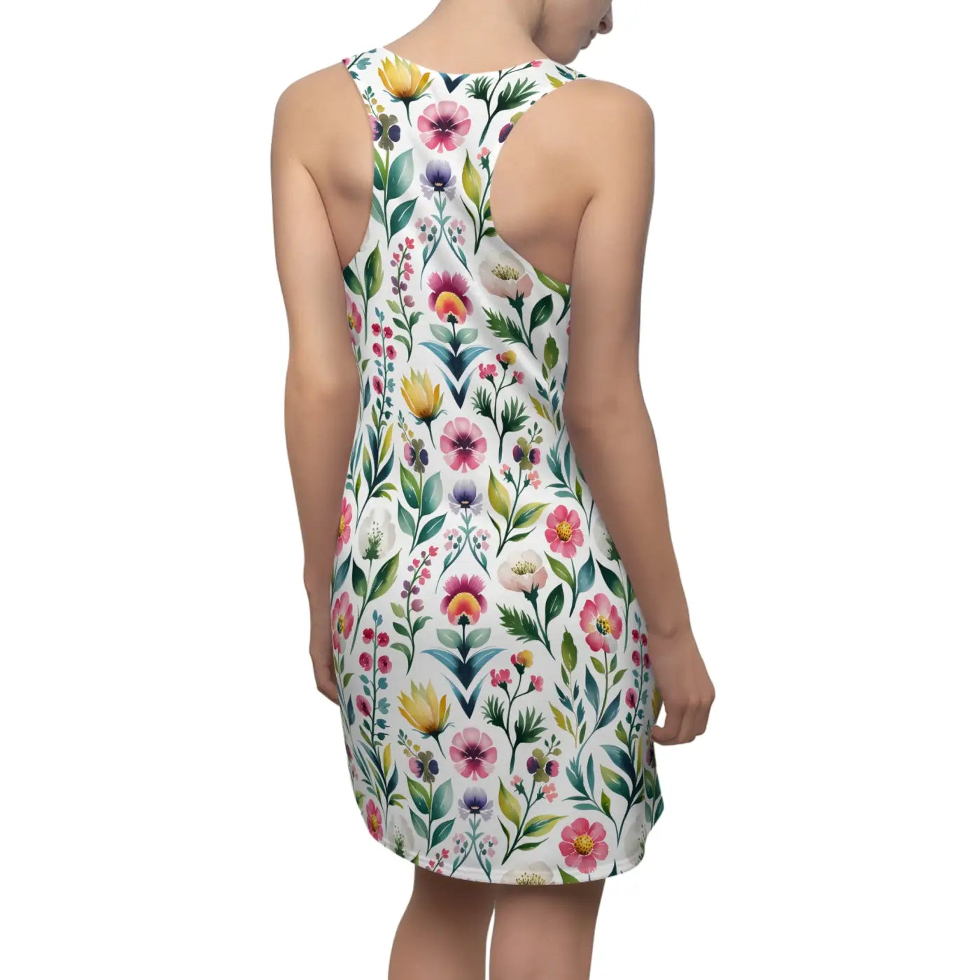 Floral Racerback Dress - Vibrant Watercolor Design - DipaliZ
