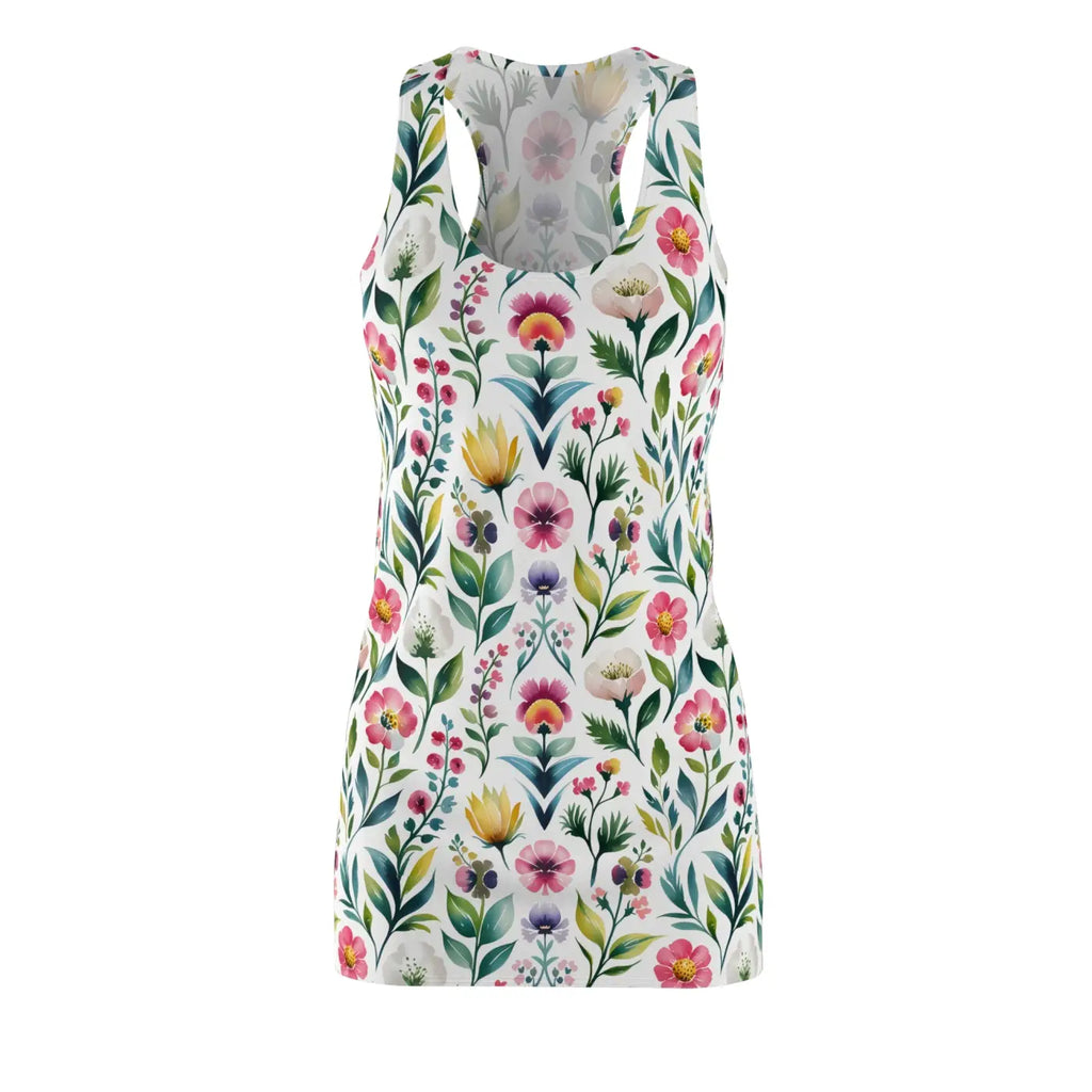 Floral Racerback Dress - Vibrant Watercolor Design - DipaliZ