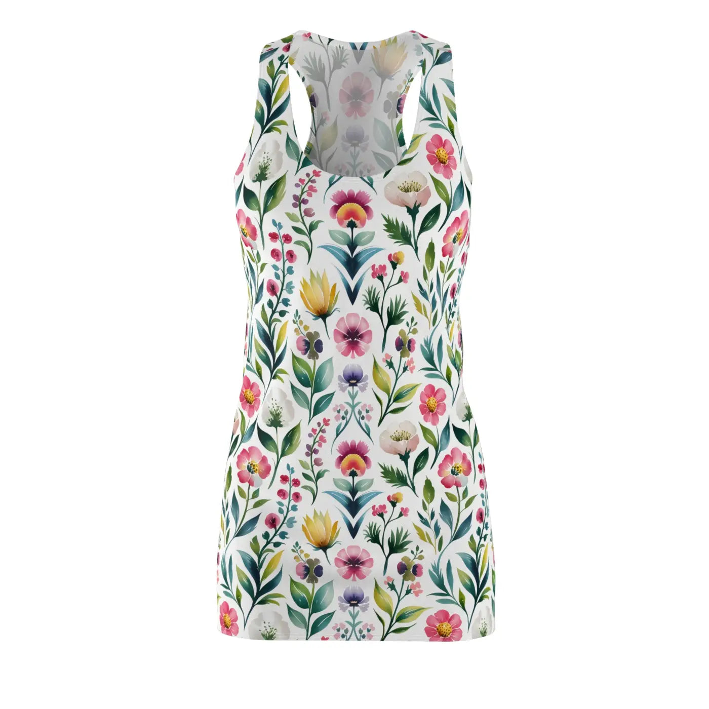 Floral Racerback Dress - Vibrant Watercolor Design - DipaliZ
